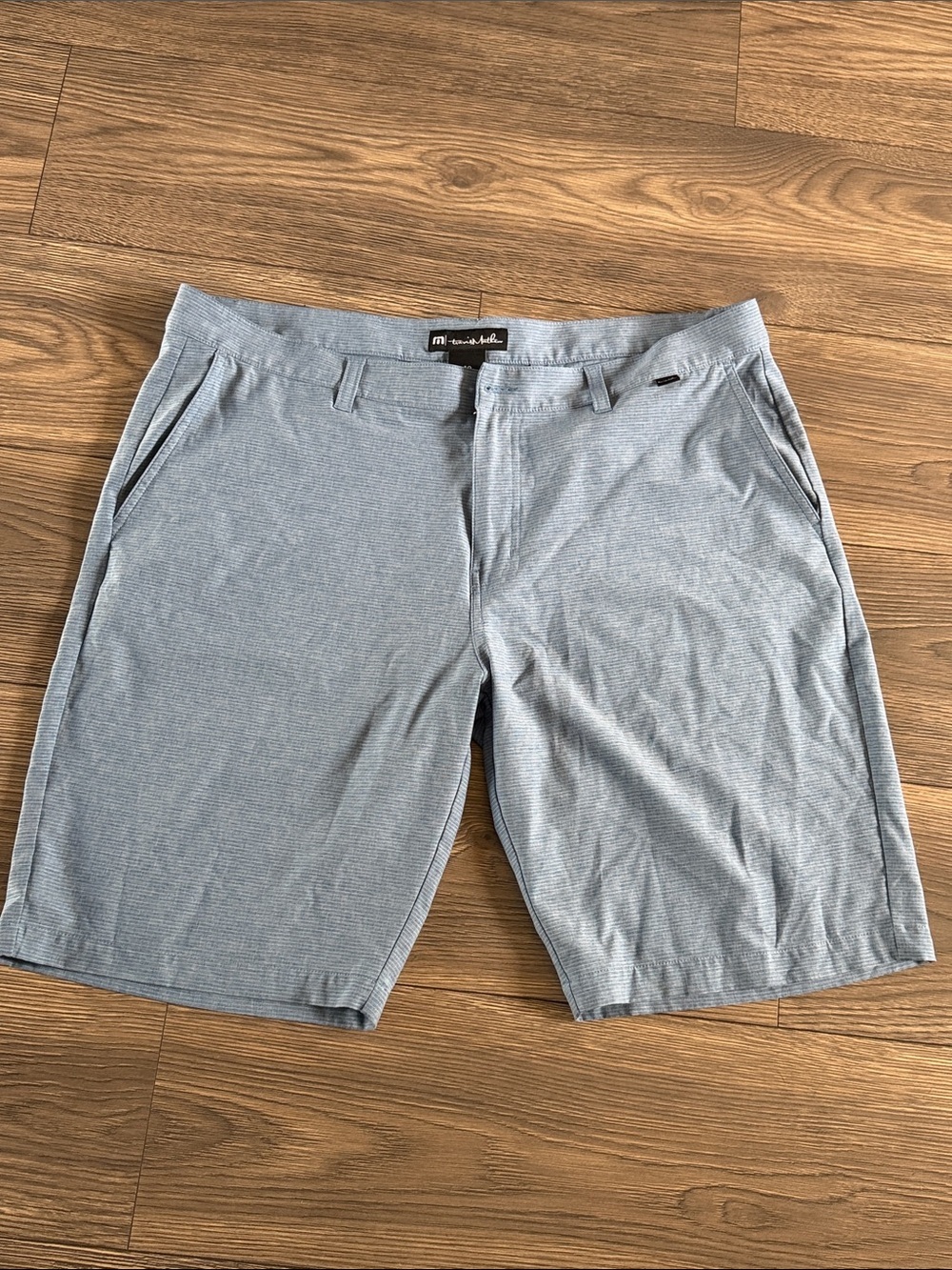Travis Mathew Heathered Sky Blue Flat-Front Shorts